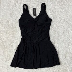 NWT Tempt Me Black One Piece Twist Front Swim Dress Size S